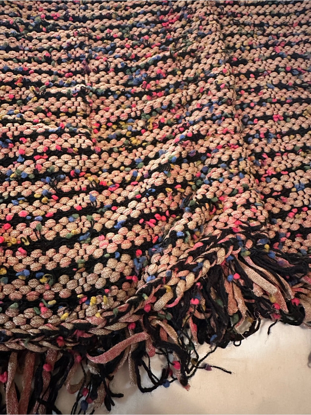 ETRO Boucle Knit Fringe Cardigan Sweater Small Multicolor Tweed Italy Boho Luxe - Picture 8 of 14